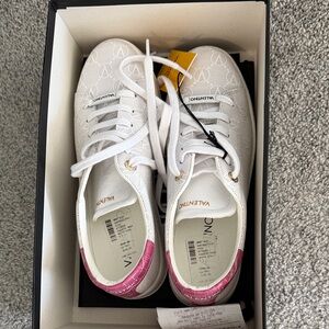 BRAND NEW Valentino White Sneakers with Pink Details